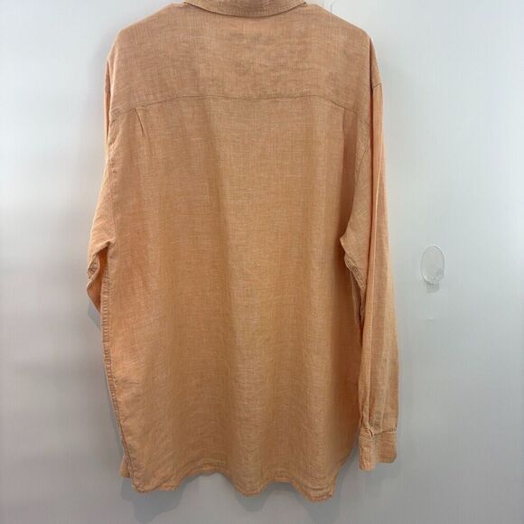 Visitor  Linen Long Sleeve Men’s Shirt Pale Salmon Color Made In Canada Size XL - Picture 7 of 8